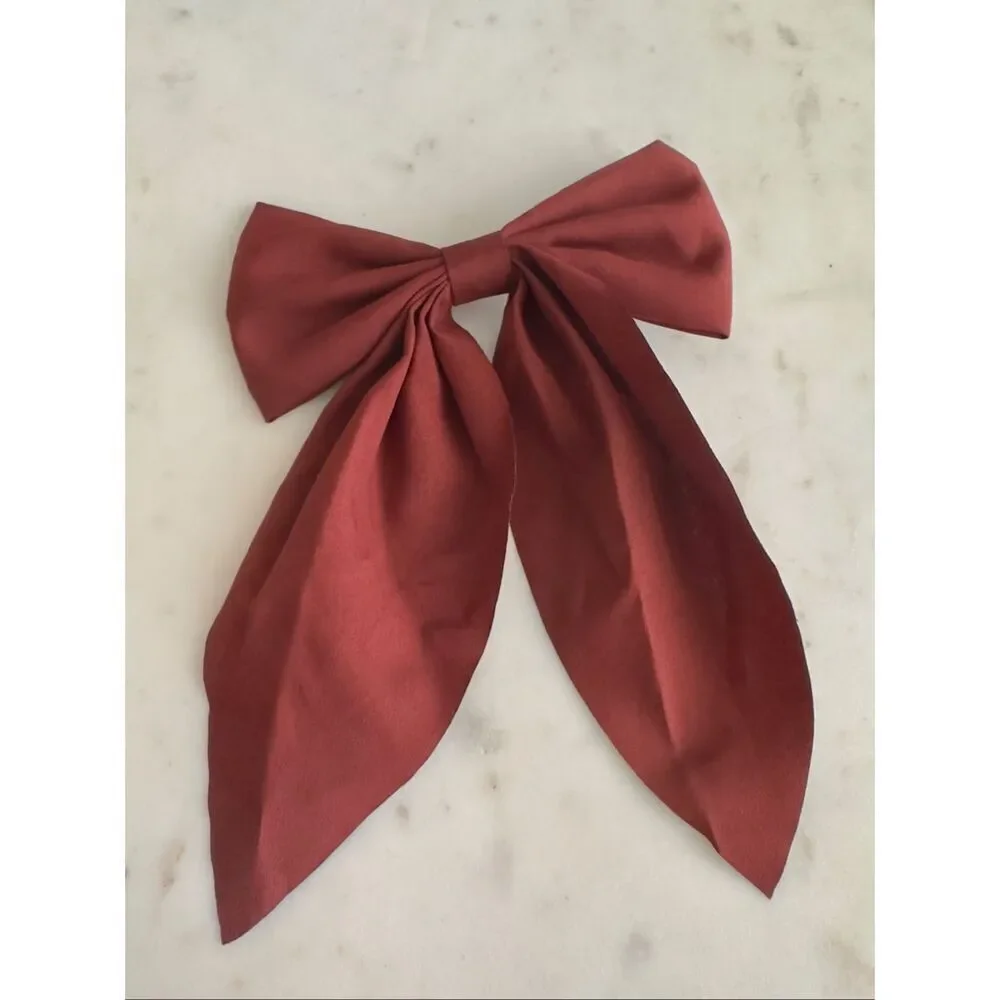 Burnt red & brown clip hair bow